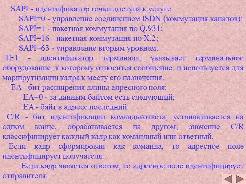 SAPI - идентификатор точки доступа к услуге: SAPI - идентификатор точки доступа к услуге: